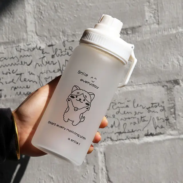 500ml Kawaii Small Daisies Milk Water Bottle With Straw Portable Leakproof Frosted Glass Fashion Cute Drinking Coffee Cup Without rope