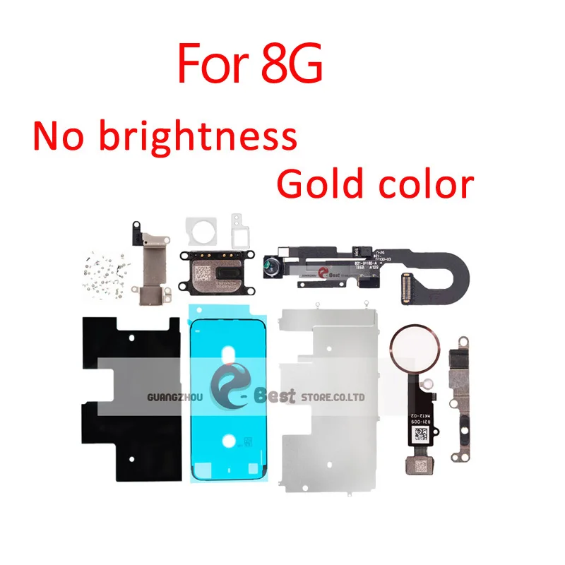 5 компл. Полный комплект запасных частей для iPhone 8G 8 PLUS с кнопкой домой+ динамик+ гибкий кабель+ запасные части для фронтальной камеры - Цвет: 8G Gold No brightne