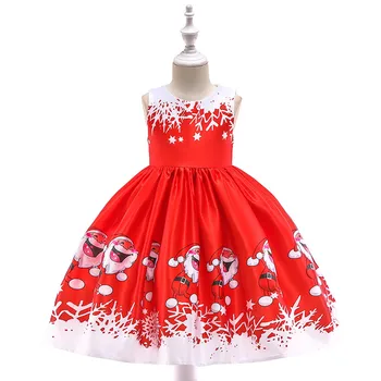 

New Christmas cosplay costume For Girls red sleeveless Santa Claus Princess Dress Children Christmas Evening Party Dress