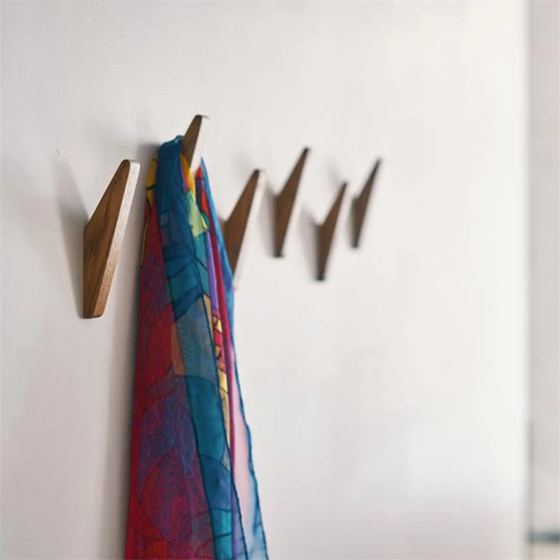2021 Natural Wood Clothes Hanger Wall Mounted Coat Hook Decorative Key Holder Hat Scarf Handbag Storage Bathroom Rack | Дом и сад