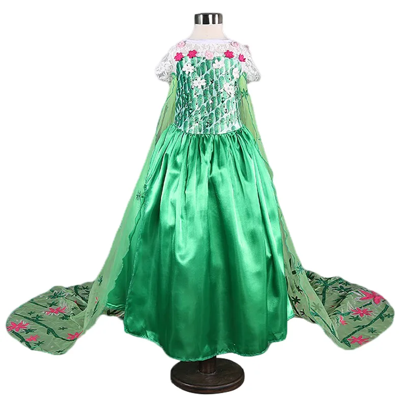 Платье Эльзы; Детские платья для девочек; костюм принцессы Анны и Эльзы; зеленая одежда для девочек; Вечерние платья на Хэллоуин; Vestidos Fantasia Infantil - Цвет: 1