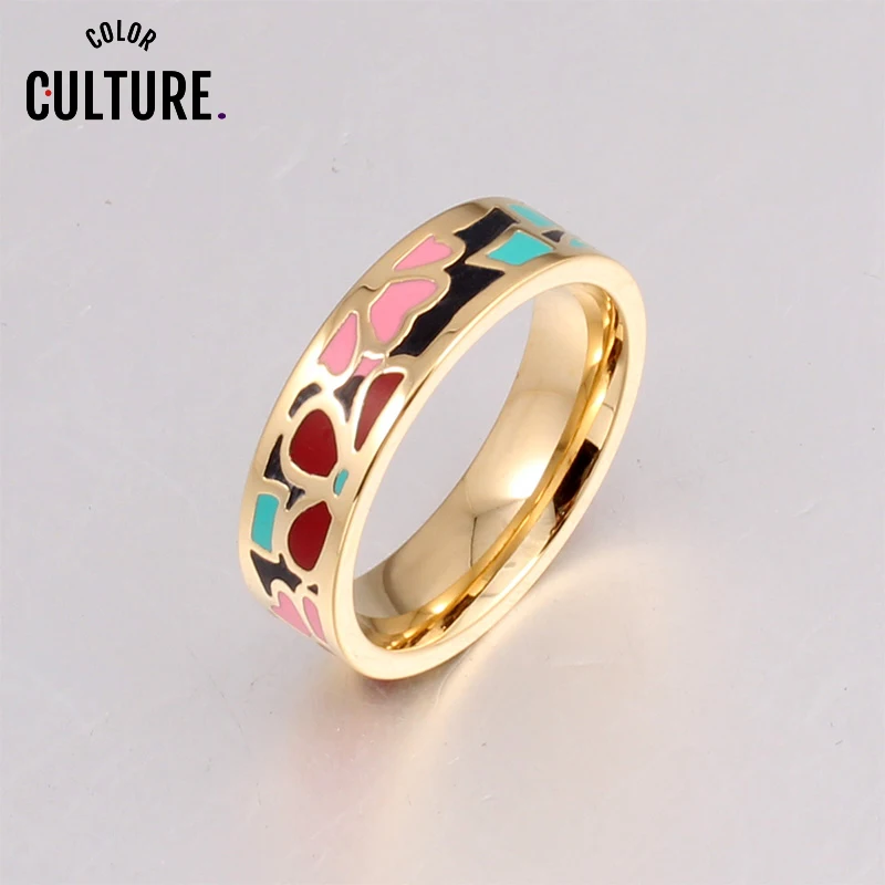 Neue Gold Farbe Schmuck Frauen Gold Ringe Gefullt Schone Und Elegante Emaille Ring Blume Ethnische Schmuck Enamel Ring Gold Ringwomen Gold Ring Aliexpress
