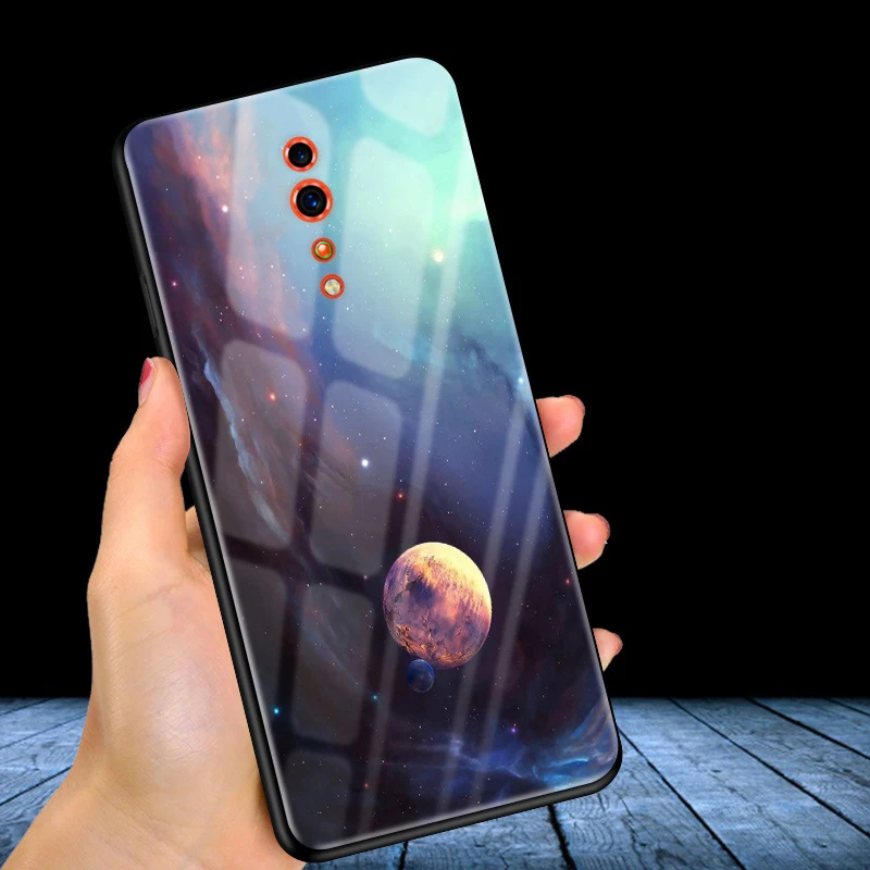 Для Oppo Reno Z Case 6,4 ''закаленное стекло Роскошный Жесткий чехол для Oppo Reno Z телефонные чехлы RenoZ Мягкий бампер для OppoRenoZ