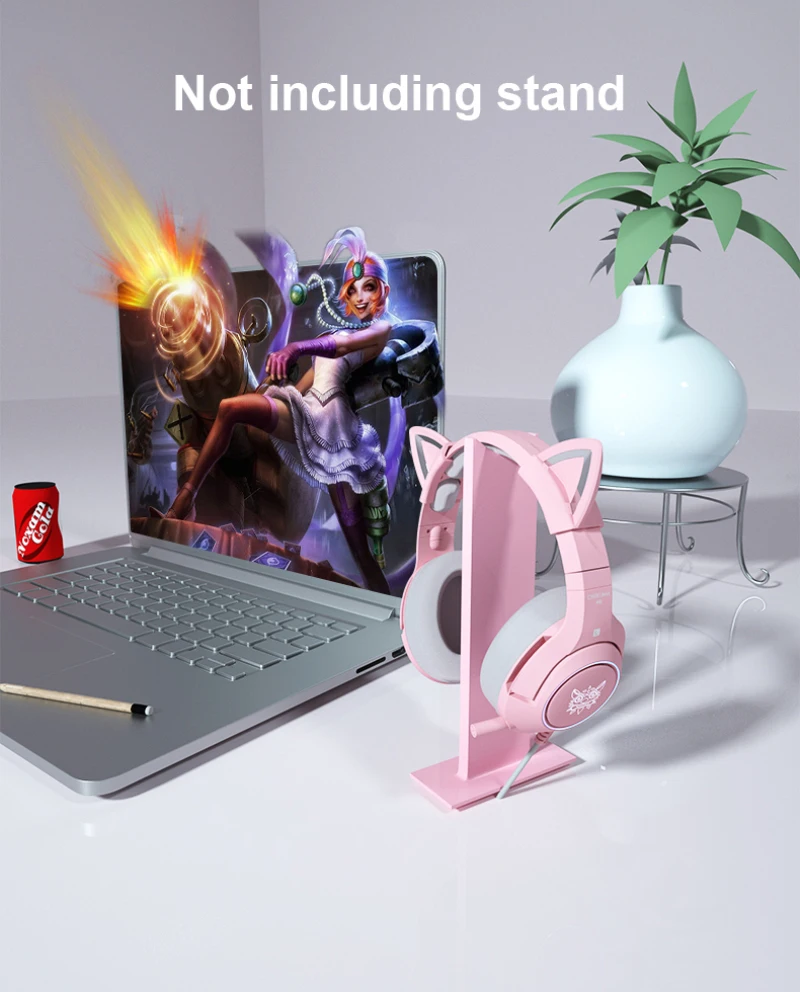 New K9 Pink Wired Game Cat Ear Headset With Microphone Hifi 7 1 Channel Gaming Music Headset For Computer Notebook