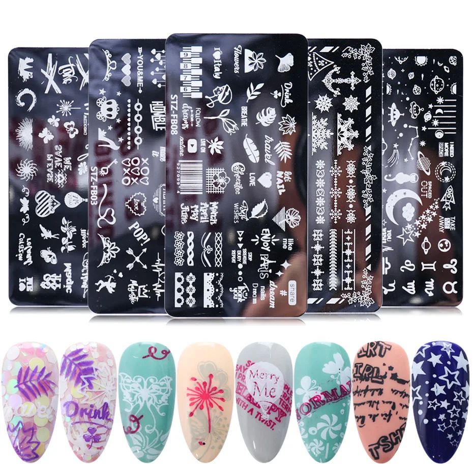 

1pcs Nail Stamping Plates Snowflakes Geometry Flowers Templates Nail Art Stamps Gel Polish Stencils Manicure Design TRSTZFB01-19