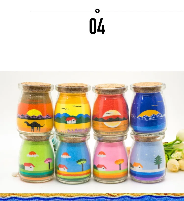 7.5*5.5CM Creative Handmade Colored Sand Bottle Painting Educational Toys DIY Home Decor Best Birthday Gift for Boys and Girls