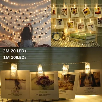 

Warm white LED String Lights Fairy Lamp Starry Battery Card Photo Clip Festival Christmas Wedding Holiday Decoration