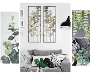 

Modern Wrought Iron Money Grass Wall Hanging Livingroom Background Wall Mural Decoartion Hotel Porch 3D Wall Sticker Ornaments
