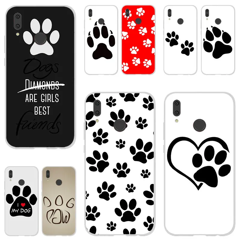 TPU Back Cover For Huawei Y3 Y5 Y6 Y7 2017 II Pro Silicone Soft Dog paw Phone Case Prime 2018 Y9 2019 |