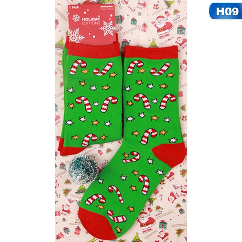 Christmas Tree Snow Elk Gift Cotton Happy Socks PEONFLY New Autumn Winter Christmas Socks Men Funny New Year Santa Claus - Цвет: 09