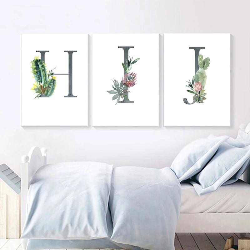 40x50-Canvas-Painting-Custom-Personalized-Name-Poster-Floral-Letter-Art-Print-Baby-Wall-Picture-home-decor (29)