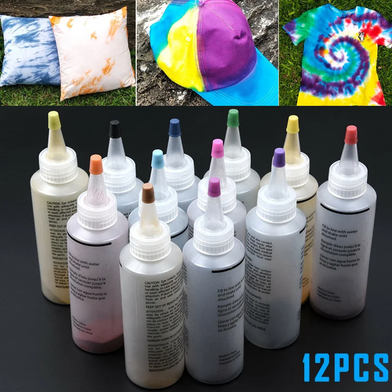 

12 Pcs Tie Dye Kit Non-toxic DIY Garment Graffiti Fabric Step Textile Coating HUG-Deals