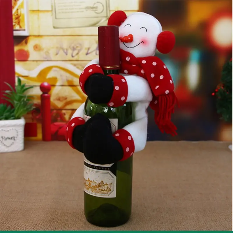 Новогодняя Рождественская крышка бутылки вина набор Рождественский Декор Санта Клаус Снеговик для бутылки крышка сумка ужин вечерние рождественские аксессуары