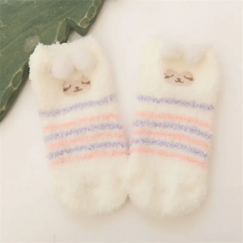 Детские носки с животными, милые носки с объемной вышивкой для новорожденных девочек зимние теплые шерстяные носки для мальчиков нескользящие носки с резиновой подошвой для малышей - Цвет: Sheep