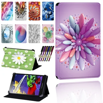 

3D Pattern Case for Lenovo Tab 2 A7 / A8 / A10-70 / Tab 3 / Tab 4 Tablet Pu Leather Foldable Scratch Resistant Case + Stylus
