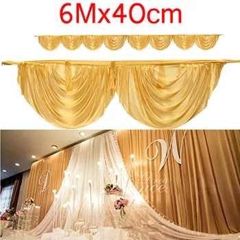 

Ice Silk Gold Wedding Backdrop Swags for Party House Stage Background Decoration 6Mx40cm