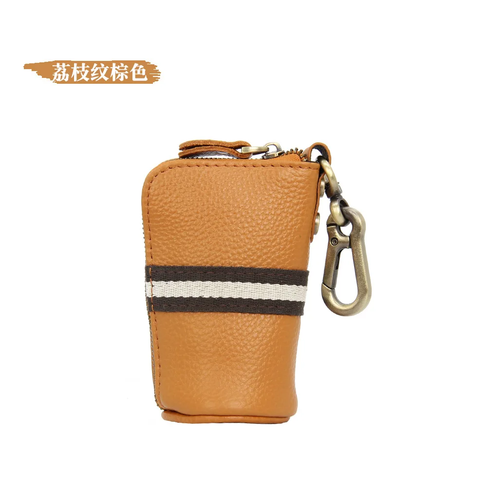 Litchi pattern brown Дизайнерский чехол для ключей, новинка, мужские кошельки из натуральной коровьей кожи на молнии для автомобильных ключей, модные многофункциональные женские держатели для ключей - Цвет: Litchi pattern brown