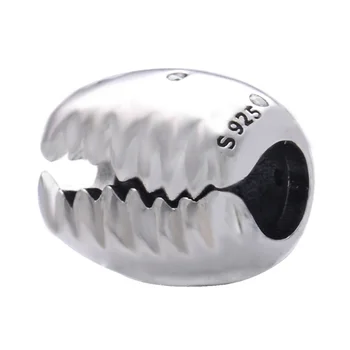 

New 925 Sterling Silver Bead Charm Vintage Coffee Bean Shell With Crystal Beads Fit Bracelet Bangle Diy Jewelry