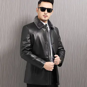 

Autumn Winter Genuine Leather Jacket Men Sheepskin Coat Wool Liner Real Fur Coats Chaqueta Cuero Hombre 99-A76025 KJ1382