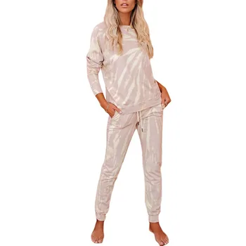 

Women\u00b4s 2 Piece Pajamas Set, Long Sleeve Crewneck Pullover and Drawstring Elastic Waist Pants PJ Set Sleepwear