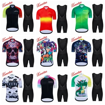 

Xvertex classic retro gradient cycling jersey 2020 Team race Pro cycling kit short sleeve Jersey and bib shorts 9D gel pad