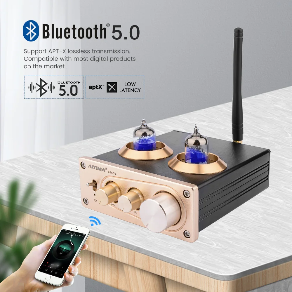 AIYIMA APTX Bluetooth 5 0 трубчатый предусилитель 6J1 вакуумный DIY стерео домашний мощности с