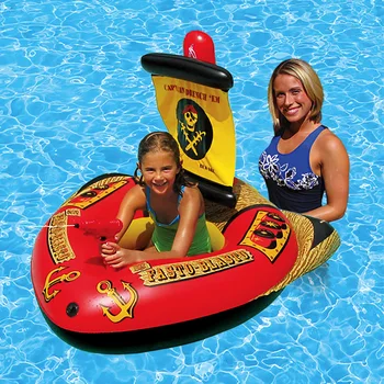 

Inflatable Pirate Ship Water Swimming Ring Floating Row Gun Toy Children Adult Playground Air Cushion Floating Bed Water Toy