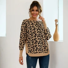 New Fashion Autumn Winter Women Leopard Pullovers Round Neck Full Sleeve Knitted Sweater Ladies Casual Loose Tops Pull Femme New Fashion Autumn Winter Women Leopard Pullovers Round Neck Full Sleeve Knitted Sweater Ladies Casual Loose Tops Pull Femme