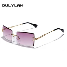 Oulylan женские солнцезащитные очки без оправы, женские роскошные прямоугольные солнцезащитные очки, женские коричневые прозрачные очки UV400