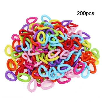 

200Pcs Plastic C-Clips Hanging Hooks Chain Links DIY Rainbow Bird Parrot Chewing Toys Mouse Parakeet Pet Supplies