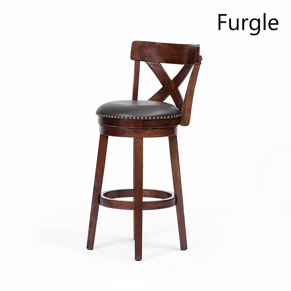 

Furgle Expresso New Bar Stools 24'' 29" Height Padded Seat Swivel Bistro Kitchen Dining Pub Chair Leather Bar Chairs Wood bar