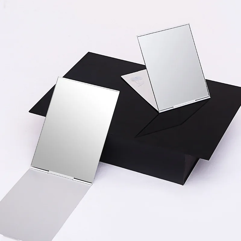Simple Top Grade Small Mirror Folding Carry-on bian xie jing Makeup Mirror Single Side Creative Women's Square Aluminum Mirror M