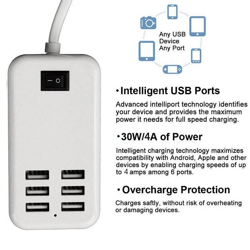 4/6 портов несколько настенных USB зарядное устройство для путешествий планшет зарядка смарт адаптер SUB