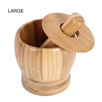 

Mortar And Pestle Set Bamboo Bowl Garlic Press Grinder Crusher For Guacamole Kitchen Pepper Garlic Pressing Bowl Convenient