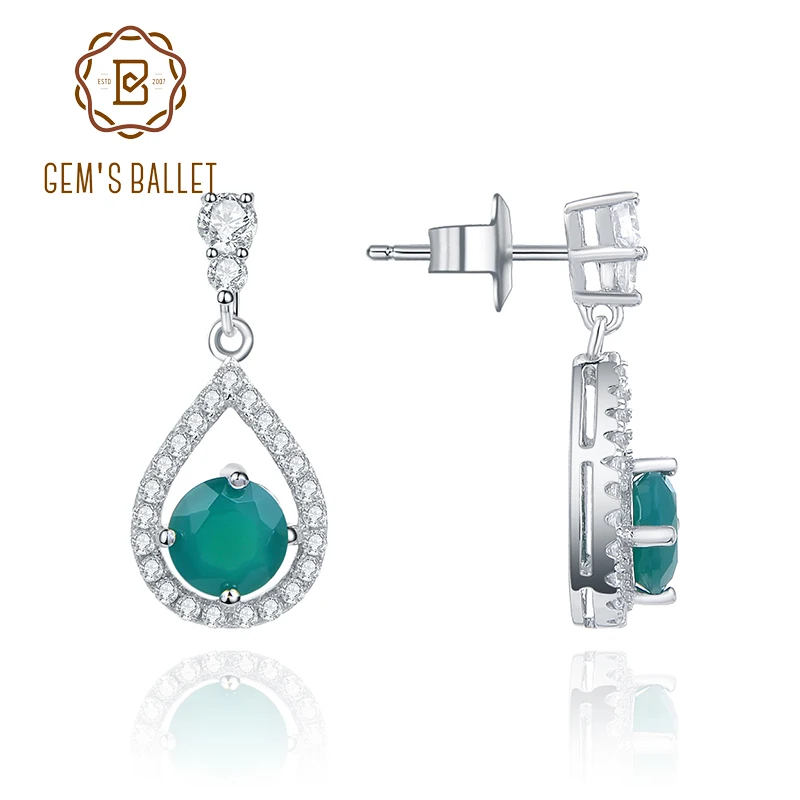 Женские Балетные серьги GEM'S серебряные с драгоценными камнями из натурального