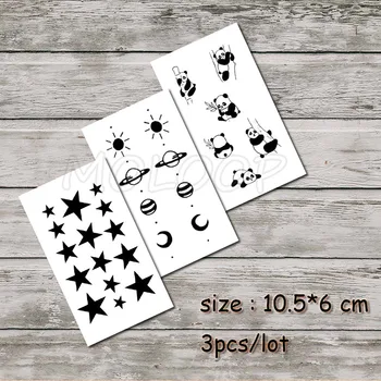 

Temporary Tattoo Water Transfer Tatoo Sticker Tattoo Lifeline Planet Halloween Panda star Tatto Art Sexy Arm for kid Girl men