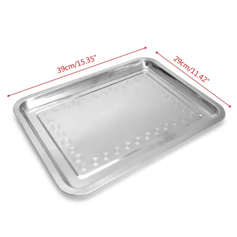 Stainless Steel Rectangular Plate Barbecue Grilled Fish Tray BBQ Container s