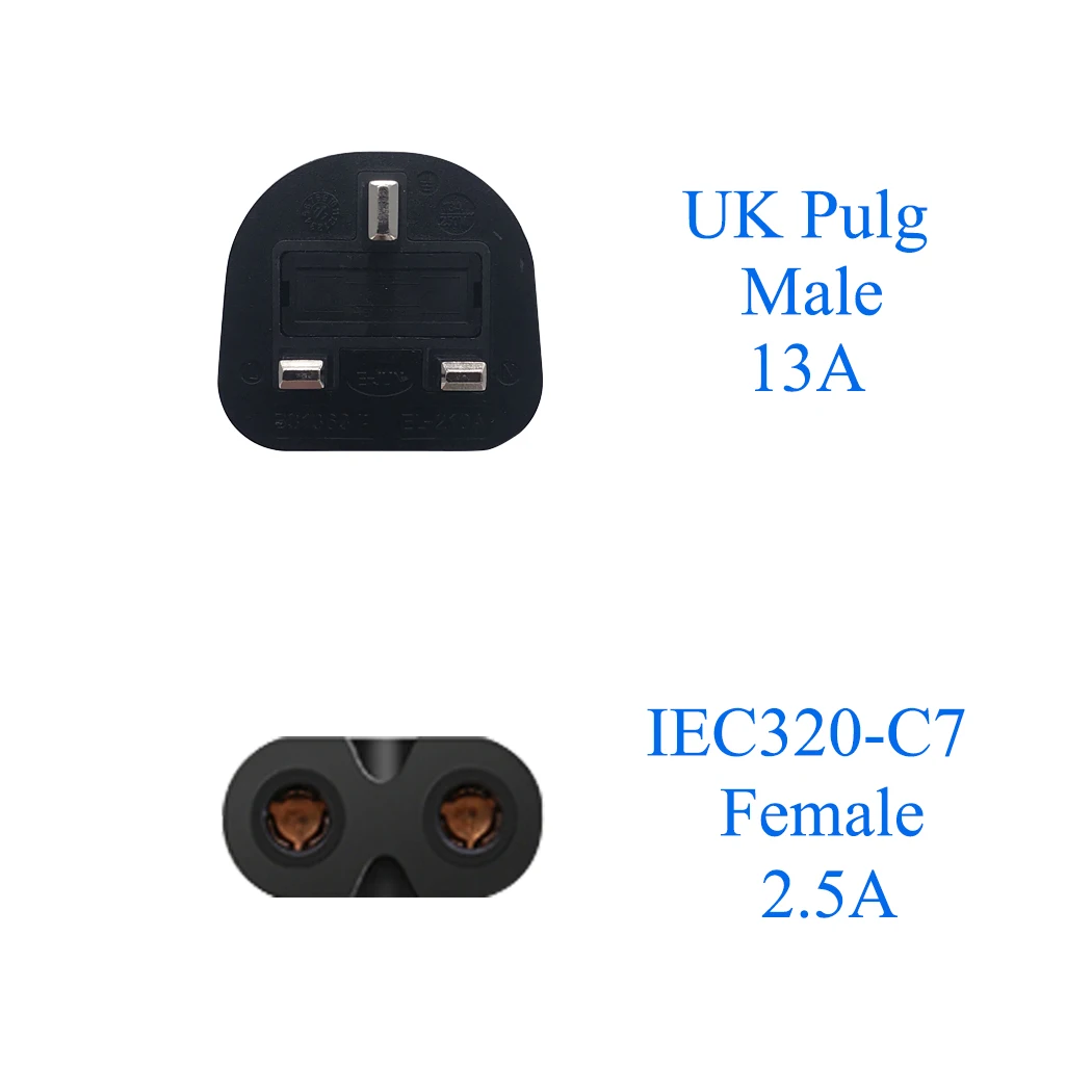 JORINDO UK для IEC320 C7 Мощность штепсельные вилки преобразования UK 3-контактный Мужской IEC 320 C7 Женский адаптер переменного тока 3A