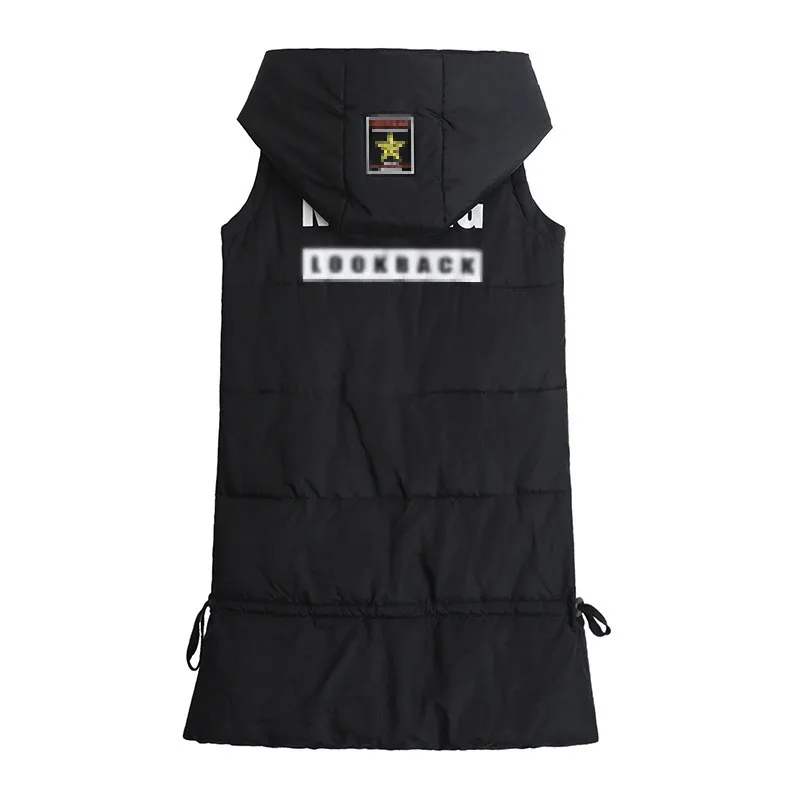 Плюс размер 4XL-8XL, хлопковый жилет, Женская куртка, Осень-зима, Длинный жилет, утолщенная верхняя одежда с капюшоном, большие размеры, без рукавов, парки G695