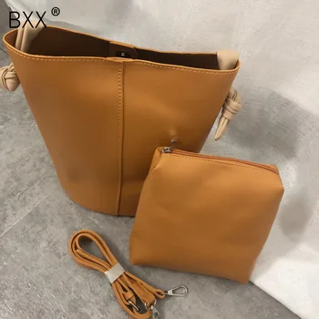 

[BXX] Women's Single Shoulder Crossbody Bag All-match Large Capacity Bucket Bag 2020 Brand Designer Female Soft PU Package HG855