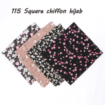 

Women Floral Print Chiffon Square Scarf Hijab Shawl Muslim Fashion Turban Headscarf Malaysia Tudung Shawls Hijabs 115x115cm