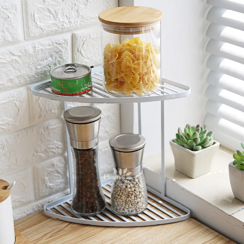 

Northern European-Style INS Iron Art Desk Desktop Table Storage Shelf Cosmetics Kitchen Multi-functional Double Layer Organizing
