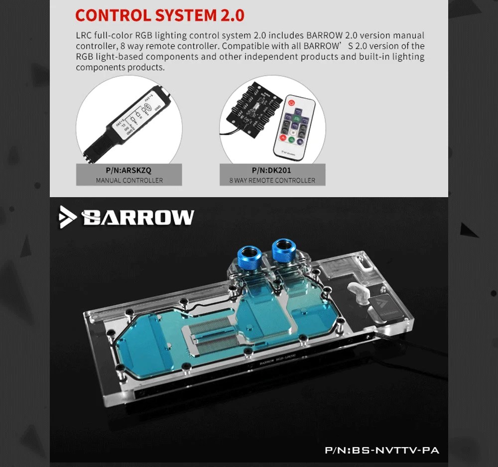 Barrow BS-NVTTV-PA, Full Cover Graphics Card Water Cooling Blocks,For Founder Edition Nvidia Titan V   