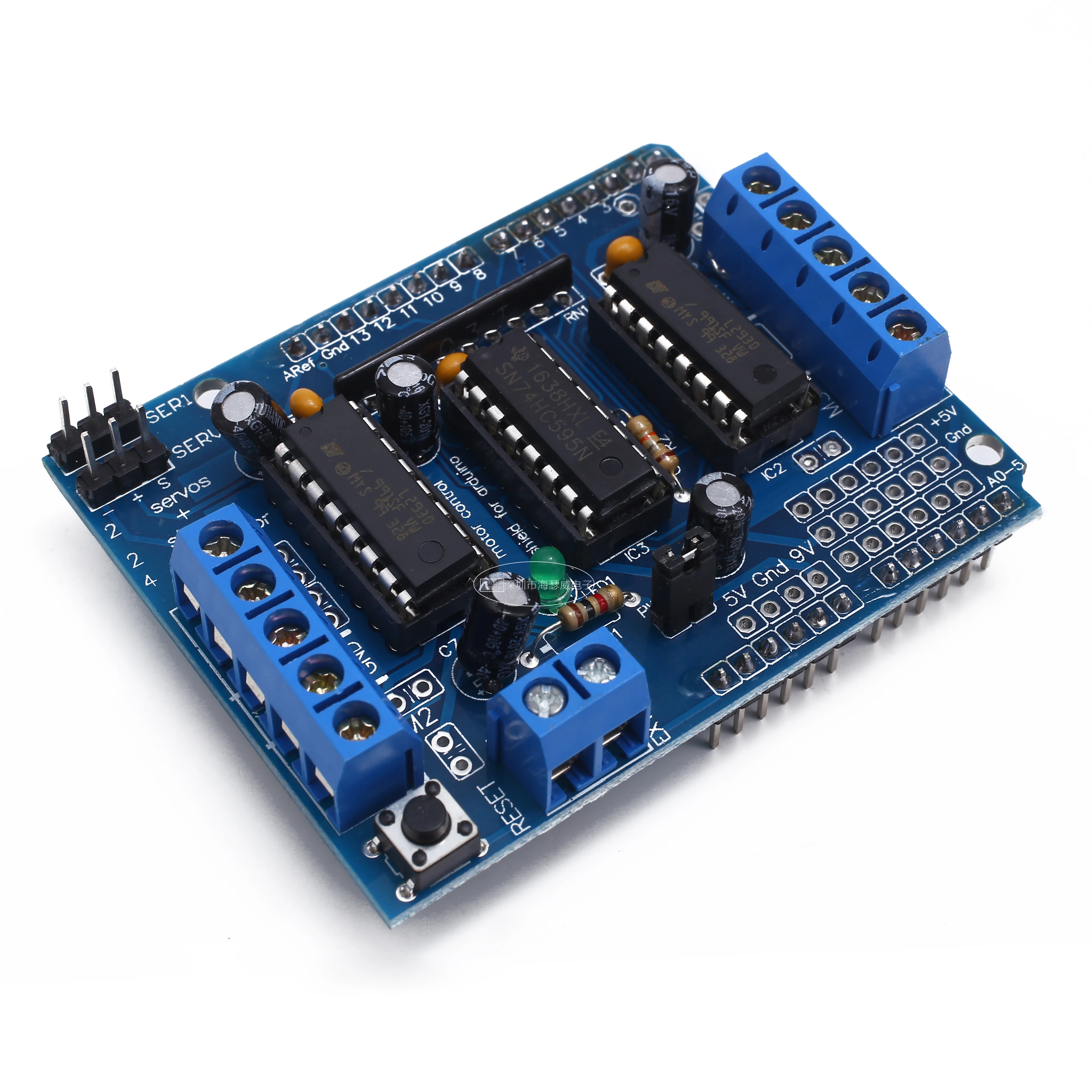 L293D двойной щит привода двигателя для arduino Duemilanove, плата расширения привода двигателя, щит управления мотором L293D двойной щит привода двигателя для arduino Duemilanove, плата расширения привода двигателя, щит управления мотором