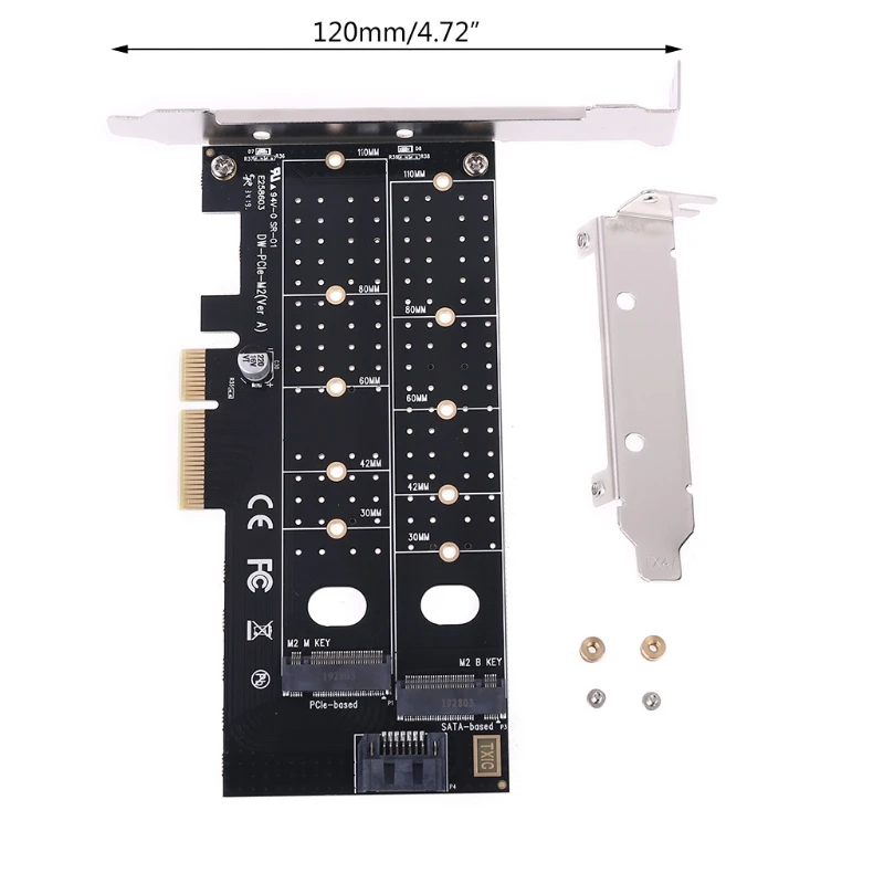 

PCIE to M2 M.2 Dual NVMe SSD NGFF Adapter M Key B Key SATA Riser Expansion Card