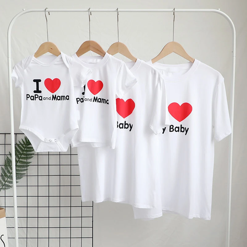 Family Outfits Tshirts Clothes-Look Mom Baby Mommy Me And Dad Son 1pc Matching