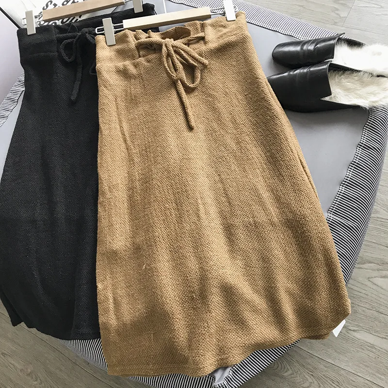 

Stock WOMEN'S Dress Overstock Winter Versatile Solid Color Korean Style Drape High Waist Skirt Women's 11.28