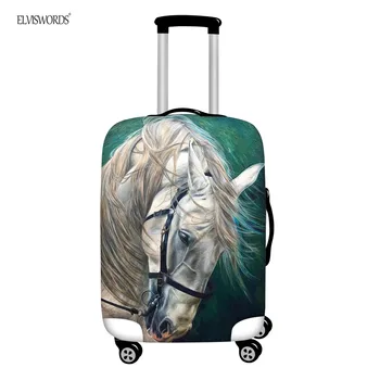 

ELVISWORDS Horse 3D Printing Luggage Cover Elastic Thick Travel On Road Dust Rain Covers suitable 18"-32" Case