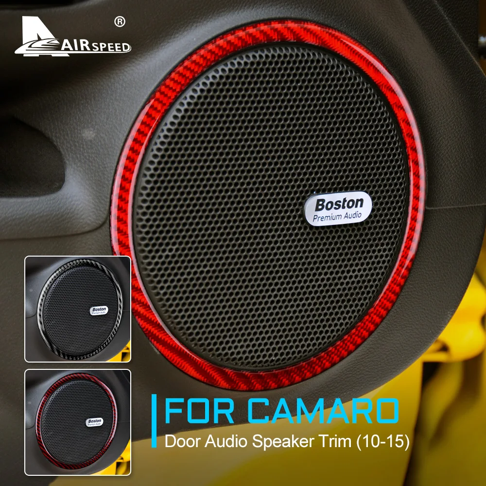 AIRSPEED Carbon Fiber for Chevrolet Camaro 2010 2011 2012 2013 2014 2015 Accessories Car Door Audio Speaker Trim Cover Sticker