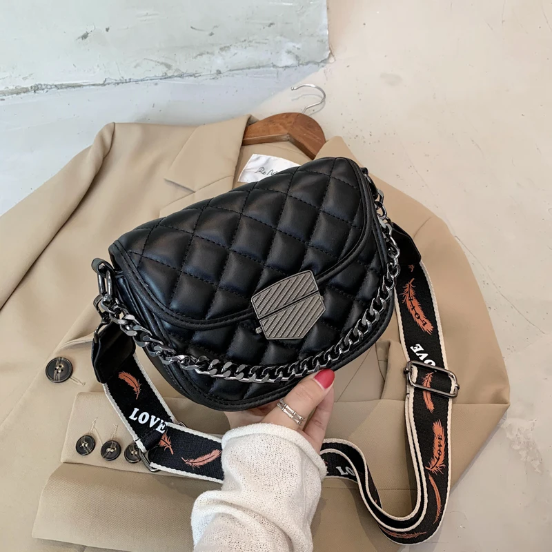 

Mini PU Leather Saddle Bags for Women 2020 Elegant Shoulder Handbags Female Travel Lady Fashion Diamond Lattice Hand Bag